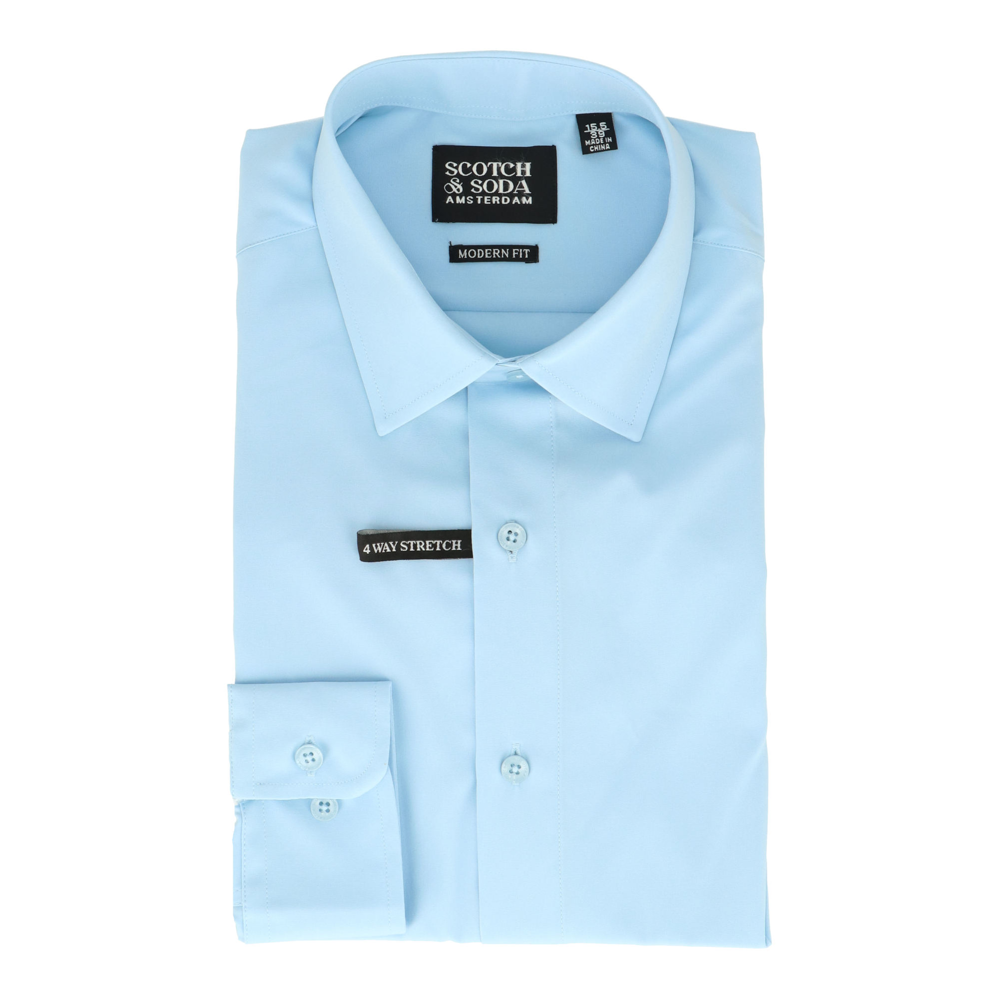 Scotch & Soda Men's Light Blue Modern Fit Dress Shirt